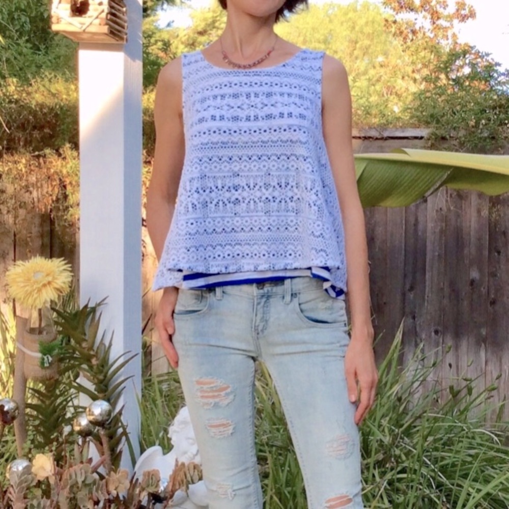 Anthropologie Lace Overlay Tank Top Sleeveless New